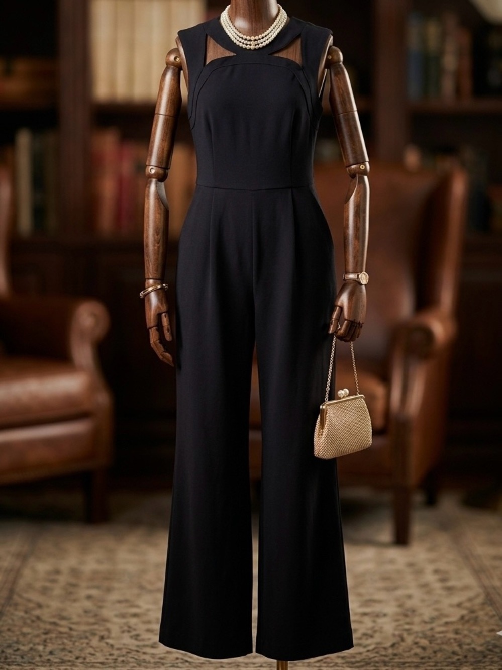 Calvin Klein Black Geometric Cutout Wide Leg Jumpsuit - Size 12